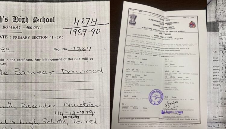 Maharashtra NCP Minister Nawab Malik reveals the purported SLCs of NCB Zonal Director Sameer Wankhede, showing him to be ‘Muslim’, in the crusade to prove how the officer got a Central UPSC job in Reserved Category by submitting fake Caste Certificate.