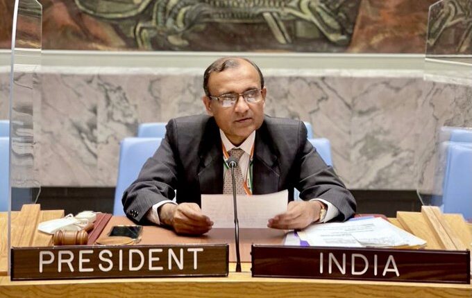 India’s Permanent Representative T.S. Tirumurti presides over heated UNSC session on Syria(pic credit: https://twitter.com/ambtstirumurti)