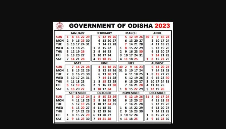 odisha government calendar 2023